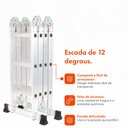 Ver imagem 2 de Escada Articulada de Alumínio 4x3 12 Degraus 3,32m  Multifuncional Garden Life Cor Cinza