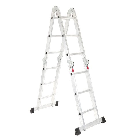 Escada Articulada de Alumínio 4x3 12 Degraus 3,32m  Multifuncional Garden Life Cor Cinza