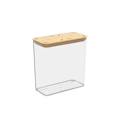 Pote Hermético Retangular Coza Modo Bambu Cristal 2,7L com Tampa Bambu