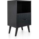 Ver imagem 3 de Mesa de Cabeceira Preta com Gaveta e Nicho 66cm Design Moderno e Funcional