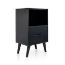 Ver imagem 1 de Mesa de Cabeceira Preta com Gaveta e Nicho 66cm Design Moderno e Funcional