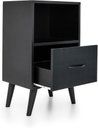 Ver imagem 4 de Mesa de Cabeceira Preta com Gaveta e Nicho 66cm Design Moderno e Funcional