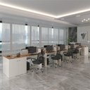 Ver mais imagens de Estação de Trabalho 10 Lugares Smart Office 10 Mesas 8 Armários 4 Aparadores - Off White e Cedro