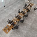 Ver imagem 1 de Estação de Trabalho 10 Lugares Smart Office 10 Mesas 8 Armários 4 Aparadores - Off White e Cedro