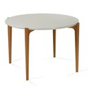 Ver imagem 1 de Mesa de Jantar Luara Universum Redonda 110 cm Tampo Vidro Branco Base Amêndoa