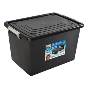 Container Organizador Com Tampa Preta 56 Lts -Trav Arqplast
