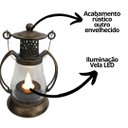 Ver imagem 3 de Jogo 2 Mini Lamparinas Led Decorativa Ouro Envelhecido 11cm Vela Artificial Branco Quente com Alça