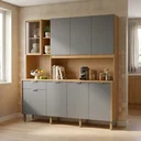 Ver imagem 1 de Cozinha Compacta 8 Portas 1 Gaveta 194,2 cm Nature Cinza Freijó/Gris Cinza