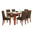 Ver imagem 1 de Conjunto Sala de Jantar Mesa Tampo em Vidro 1,60m Mel 6 Cadeiras Bel