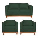 Ver imagem 1 de Kit Sofá 3 Lugares e 2 Poltronas Europa 180 cm Estilo Conforto e Elegância Linho Verde - Amarena