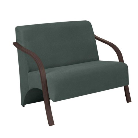Poltrona 2 Lugar Vênus Suede Braço Madeira Turquesa