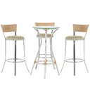 Ver imagem 1 de Kit de Mesa Bistrô com Tampo de Vidro Redondo 4 Banquetas em Alumínio e Fibra Sintética Ráfia