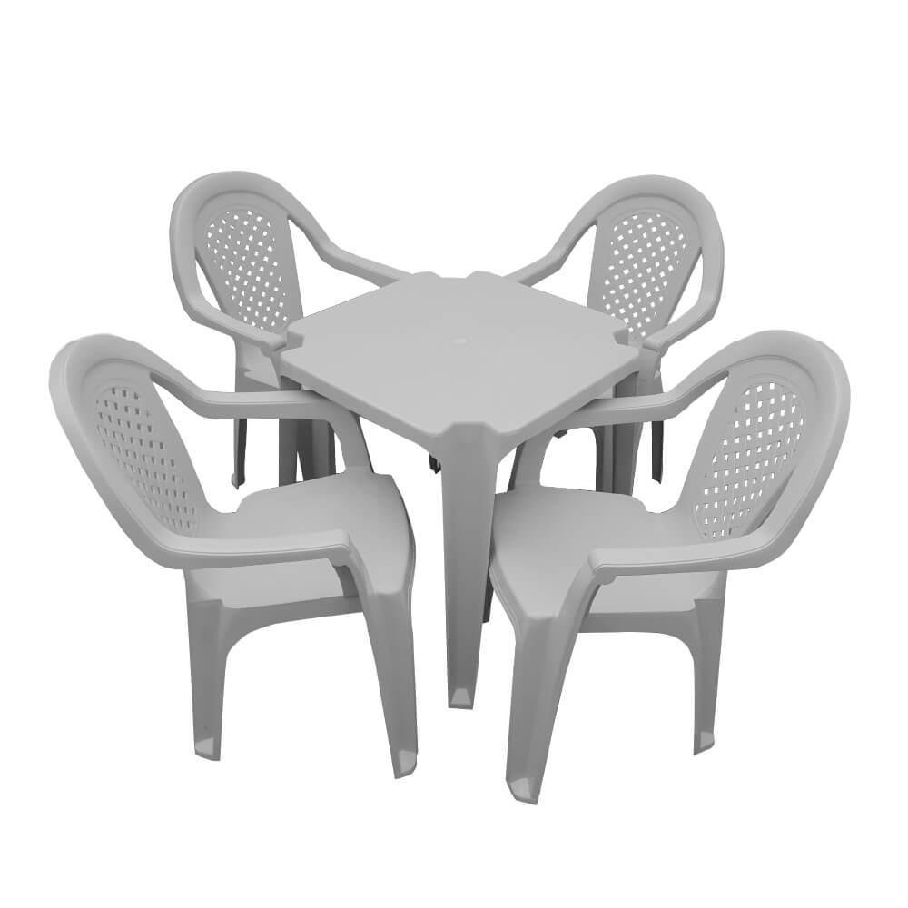 Conjunto TopPlast com Mesa de Plástico Top e 4 Cadeiras Isabela - Branco - 1