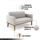Ver imagem 3 de Poltrona Namoradeira Decorativa Isabella Pés Fixo em Madeira Castanho Veludo Cinza G19 - Gran Belo