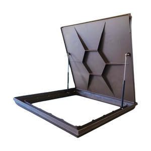 Tampa de Casa Máquinas Piscina 1,00x1,00m Canaleta Invisivel Marrom