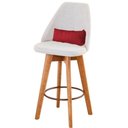 Ver imagem 4 de Kit 09 Banquetas Linho Bege E Almofada Sintético Vermelho