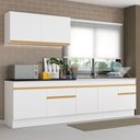 Ver imagem 3 de Armário de Cozinha Compacta 270cm com Rodapé Veneza Multimóveis V2111 Branco/Dourado
