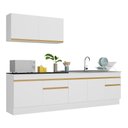 Ver imagem 1 de Armário de Cozinha Compacta 270cm com Rodapé Veneza Multimóveis V2111 Branco/Dourado