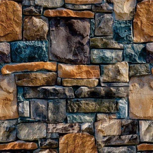 Papel de Parede Adesivo Muro de Pedras Tons Naturais - ColorMyHome
