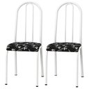 Ver imagem 1 de Kit 02 Cadeiras Tubular America 056 Branco Assento Preto Flor Artef