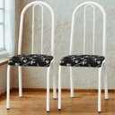 Ver imagem 2 de Kit 02 Cadeiras Tubular America 056 Branco Assento Preto Flor Artef
