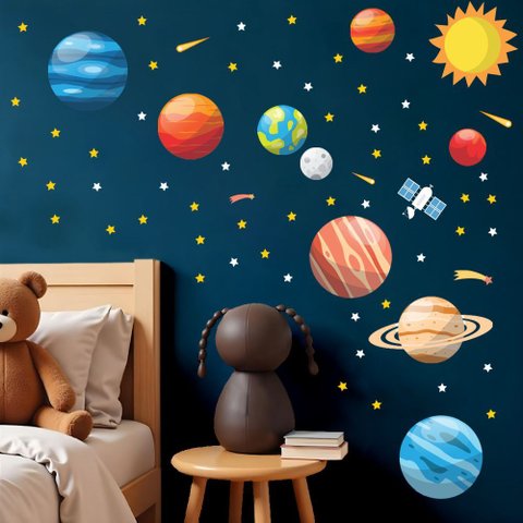Adesivo de Parede Sistema Solar Planetário Decorativo Infantil