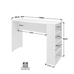 Bancada Cozinha Americana Gourmet com Prateleiras Netmobil - Branco - 7