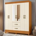 Ver imagem 4 de Guarda Roupa Casal Mobi 06 Portas com Espelho Cinamomo Off White - Móveis Albatroz