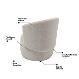 Poltrona Decorativa Aisha Orgânica Bouclê Bege - Desk Design - 8