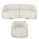 Ver imagem 7 de Conjunto Sofá Sala de Estar Bipartido 240cm e 2 Poltronas Clarke Bouclê Offwhite G45 - Gran Belo