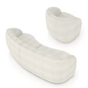 Ver imagem 5 de Conjunto Sofá Sala de Estar Bipartido 240cm e 2 Poltronas Clarke Bouclê Offwhite G45 - Gran Belo