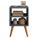 Ver imagem 6 de Mesa de Cabeceira Nicho Organizadora Quarto Moderna Praticidade Funcional Melissa - Cinza