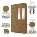 Ver imagem 4 de Guarda-Roupa Solteiro 6 Portas, 3 Gavetas, Pés e Espelho MDF Safira Plus Marrom/Cinamomo