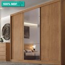 Ver imagem 2 de Guarda-roupa Casal 100% Mdf 3 Portas de Correr com Espelho 6 Gavetas Natus Novo Horizonte Cumaru