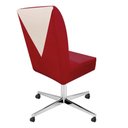 Ver imagem 2 de Cadeira Ana Giratória Metal Com Rodízio Suede Vermelho E Corino Bege