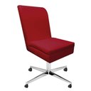Ver imagem 3 de Cadeira Ana Giratória Metal Com Rodízio Suede Vermelho E Corino Bege