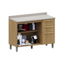 Ver imagem 2 de Balcão de Cozinha Pia 120cm 2 Pts e 3 Gav C/ Tampo Elegance Freijó/freijó Br/quartzo Bege