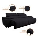 Ver imagem 5 de Sofá com Porta Copos Carregador USB Ret Rec Arizona 2,30m Velosuede - Netsofas - Preto