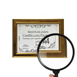 Moldura A4 Quadro Certificado Diploma de Luxo e Tela Acetato Arte na Arte Moldura A-4 Moldura Dourad - 2
