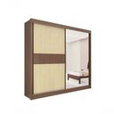 Ver imagem 2 de Guarda Roupa Titanium Ripado 2 Portas 6 Gavetas com Espelho sem Pés D' Doro Cinamomo/off White