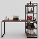 Ver imagem 6 de Mesa Escrivaninha Estilo Industrial Aço 4 Prateleiras Nogal/preto - Panorama Móveis