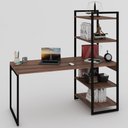 Ver imagem 5 de Mesa Escrivaninha Estilo Industrial Aço 4 Prateleiras Nogal/preto - Panorama Móveis