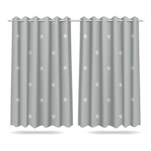 Cortina Infantil Estrelas Brancas Tecido Premium 2,60x1,50m
