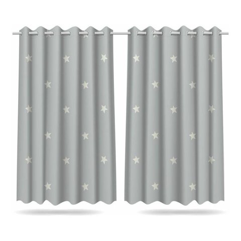 Cortina Infantil Estrelas Brancas Tecido Premium 2,60x1,50m