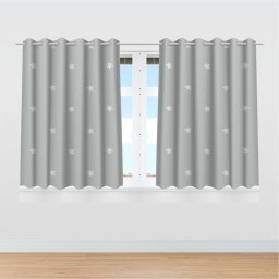 Cortina Infantil Estrelas Brancas Tecido Premium 2,60x1,50m - 2