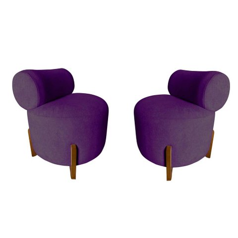 Kit 2 Poltronas Decorativa Mônaco Veludo Roxo