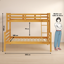 Ver imagem 4 de Beliche Casal e Solteiro Madeira Maciça Cor Mel com Grade de Proteção e Escada Cama