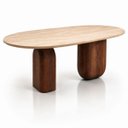 Ver imagem 1 de Mesa de Jantar Oblongo Balance com Base Dupla 120x80 cm Tampo Mármore Travertino Romano Base Nogueir