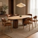 Ver imagem 3 de Mesa de Jantar Oblongo Balance com Base Dupla 120x80 cm Tampo Mármore Travertino Romano Base Nogueir