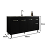 Gabinete para Pia 150cm Balcão Armário Cozinha Multiuso Preto - 2